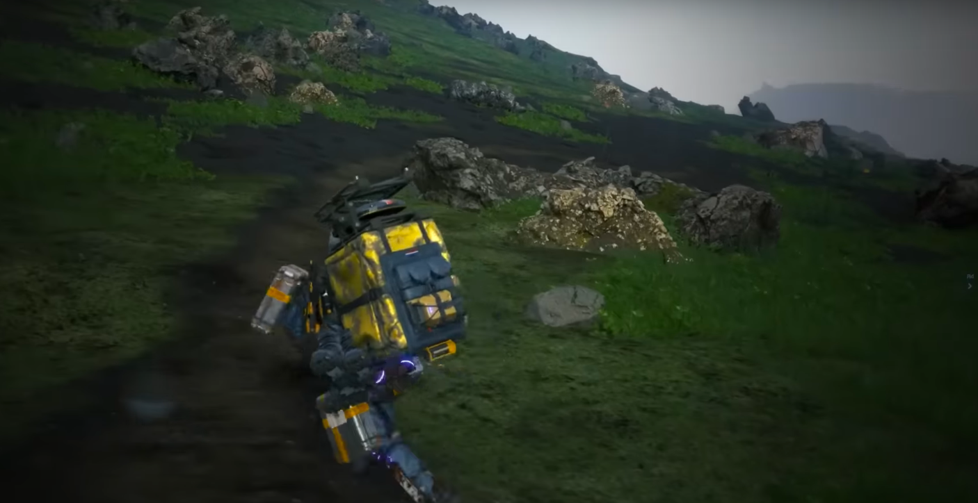 A desire path in Death Stranding formed by multiple players taking the same route